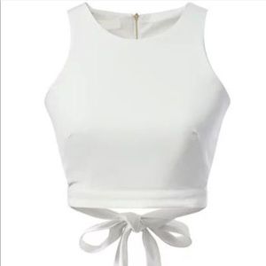 White zipper hallow bow tanktop